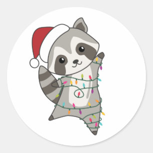 Raccoon met Kerstmis wintervakantieoord Trucker Ha Ronde Sticker