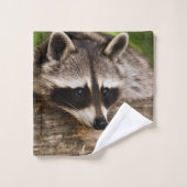 Raccoon mignon reposant sur un journal (Gant de toilette)
