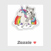 Raccoon On Unicorn Rainbow Animals Sweet Unicorns  Sticker (Vel)