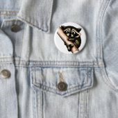 Raccoon ontwerp ronde button 5,7 cm (In situ)