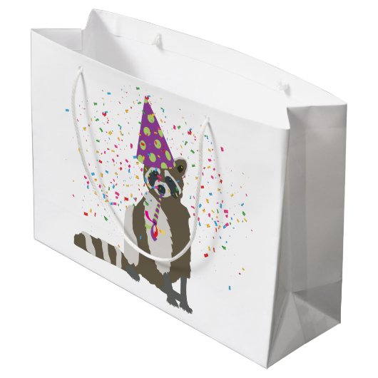 Raccoon partoon - dieren met partij groot cadeauzakje (Achterkant Gekanteld)