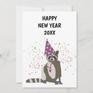 Raccoon partout - Dierenholiday - New Years Card Feestdagenkaart