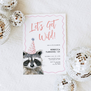 Raccoon Party Pet Let's Get Wild Birthday Kaart