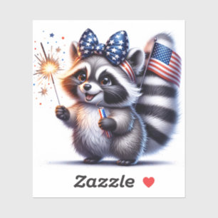 Raccoon patriotique retour à l'école Stickers