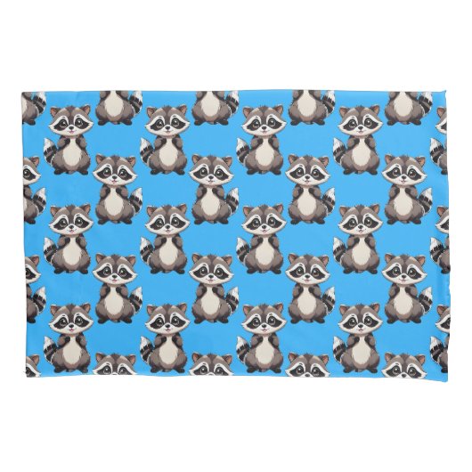 Raccoon Pattern Design Blue  Kussensloop (Voorkant)