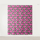 Raccoon Pattern Design Pink  Wandkleed (Voorkant)