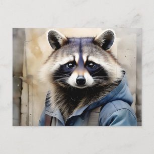 Raccoon Portret Waterverf Briefkaart