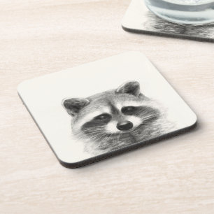 Raccoon potlood Tekening Bier Onderzetter