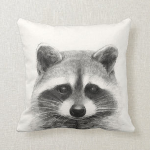 Raccoon potlood Tekening Kussen