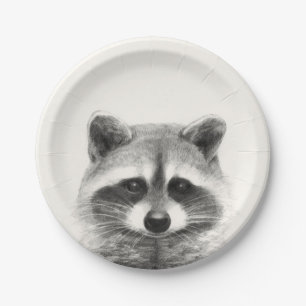Raccoon potlood Tekening Papieren Bordje