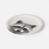 Raccoon potlood Tekening Papieren Bordje (Gekanteld)