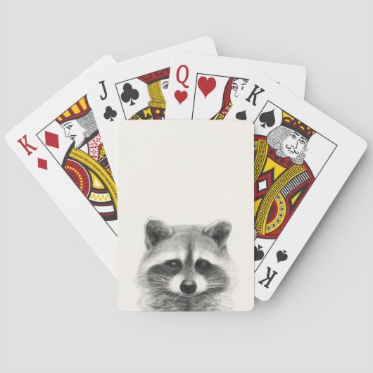 Raccoon potlood Tekening Pokerkaarten (Achterkant)