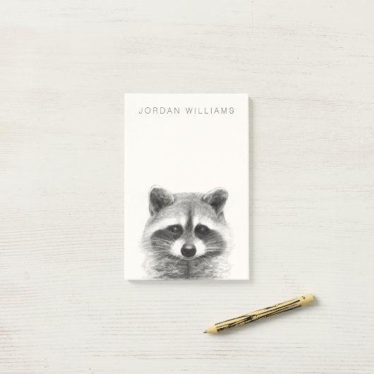 Raccoon potlood Tekening Post-it® Notes (Op bureau)