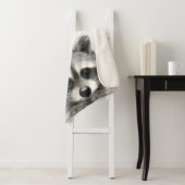 Raccoon potlood Tekening Sherpa Deken (In situ)