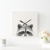Raccoon potlood Tekening Vierkante Klok (Huis)