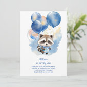 Raccoon première invitation anniversaire (Debout devant)