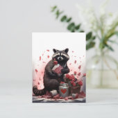 Raccoon prullenbak poëzie Valentijnsdag Briefkaart (Staand voorkant)