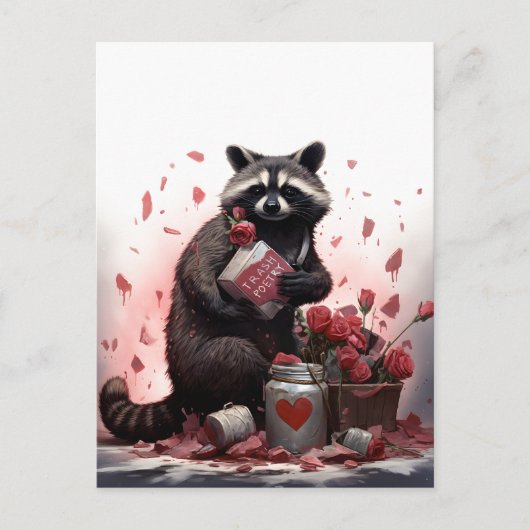 Raccoon prullenbak poëzie Valentijnsdag Briefkaart (Voorkant)