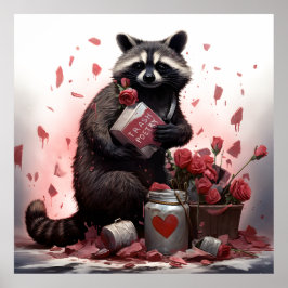 Raccoon prullenbak poëzie Valentijnsdag Poster