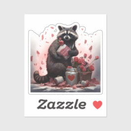 Raccoon prullenbak poëzie Valentijnsdag Sticker