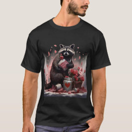 Raccoon prullenbak poëzie Valentijnsdag T-shirt