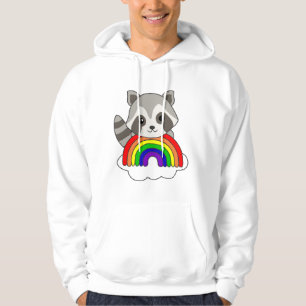 Raccoon regenboogzoete dieren kleurrijke regenboog hoodie