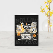 Raccoon Rollin Into 2026 Funny Dumpster Fire 2025  Kaart (Gele Bloem)