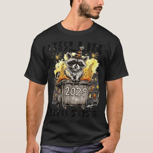 Raccoon Rolling Into 2026 Happy New Year 2026 Funn T-shirt (Voorkant)