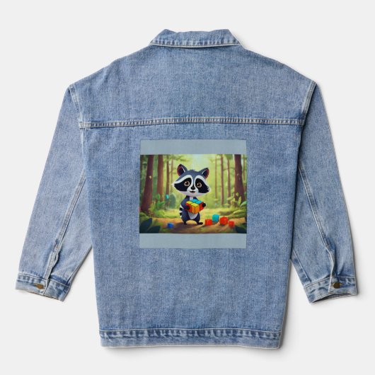 Raccoon Rubik’s Forest Puzzle Denim Jacket (Achterkant)