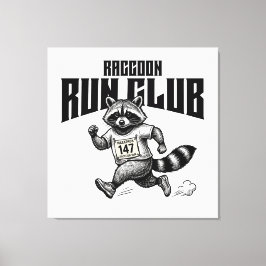 Raccoon Run Club Marathon Retro Trash Panda  Canvas Afdruk