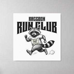 Raccoon Run Club Marathon Retro Trash Panda  Canvas Afdruk
