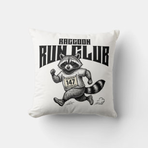 "Raccoon Run Club Marathon Retro Trash Panda Hardl Kussen
