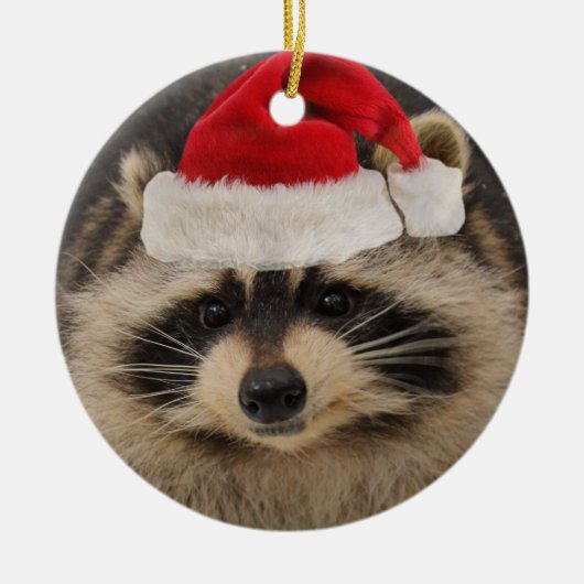 Raccoon Santa-versiering Keramisch Ornament (Voorkant)