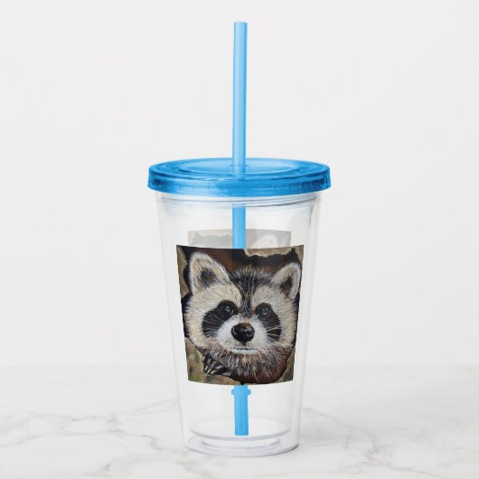 Raccoon schilderen acryl drinkbeker (Voorkant)