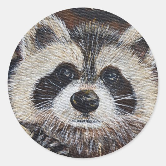 Raccoon schilderen ronde sticker (Voorkant)