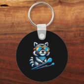 Raccoon skiën Funny Winter en buiten Schattige en Sleutelhanger (Voorkant)