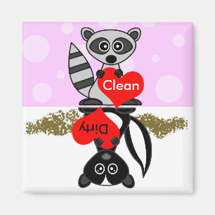 Raccoon & Skunk Clean/Dirty Dishwasher Magnet Magneet