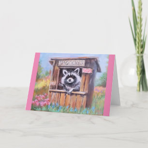 Raccoon SMOOCH cabine leeg wenskaart Bedankkaart