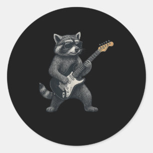 Raccoon spelen gitaar rock en roll cadeau Mannen v Ronde Sticker