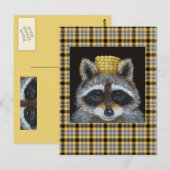 Raccoon sur carte postale plaid (Devant / Derrière)