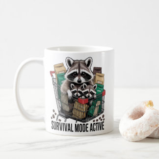 Raccoon Survival Mode Active Mug - Funny Coffee Ad Koffiemok