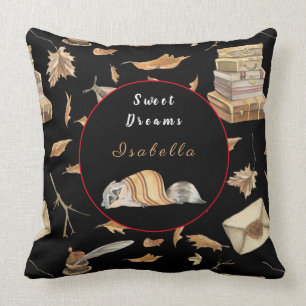 Raccoon Sweet Herfst past tekst aan, kleur 20"X20" Kussen