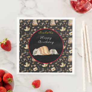 Raccoon Sweet Herfst past Tekst en Kleur aan Servet