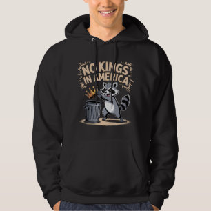 Raccoon Tosses Crown - No Kings Design Hoodie