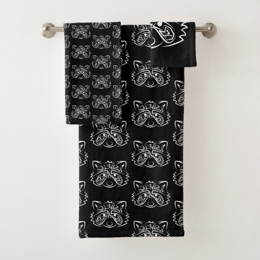 Raccoon tribal noir et blanc (En situation)