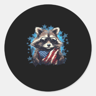 Raccoon trots US Flag Trash Panda Lover Ronde Sticker