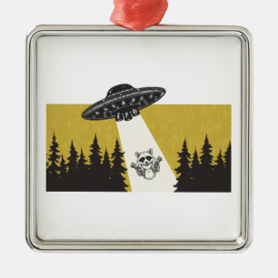 Raccoon UFO Metalen Ornament