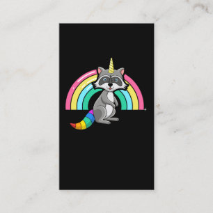 Raccoon Unicorn Cute Rainbow Animal Visitekaartje