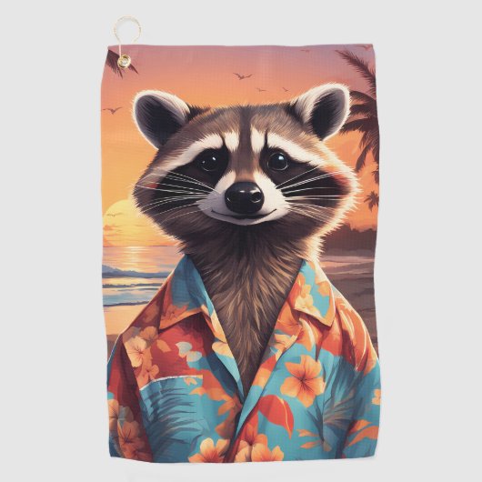 Raccoon Vakantie Golfhanddoek (Voorkant)