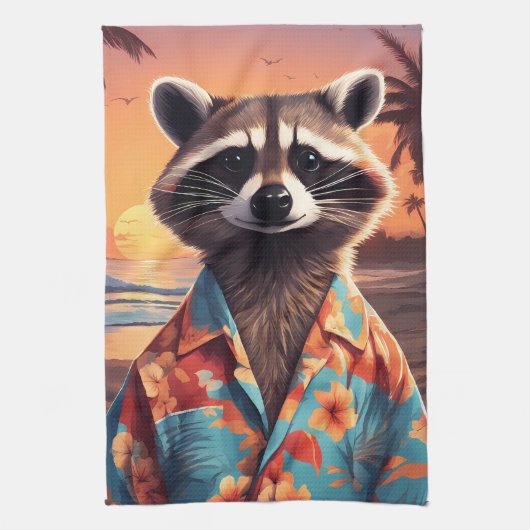 Raccoon Vakantie Theedoek (Verticaal)